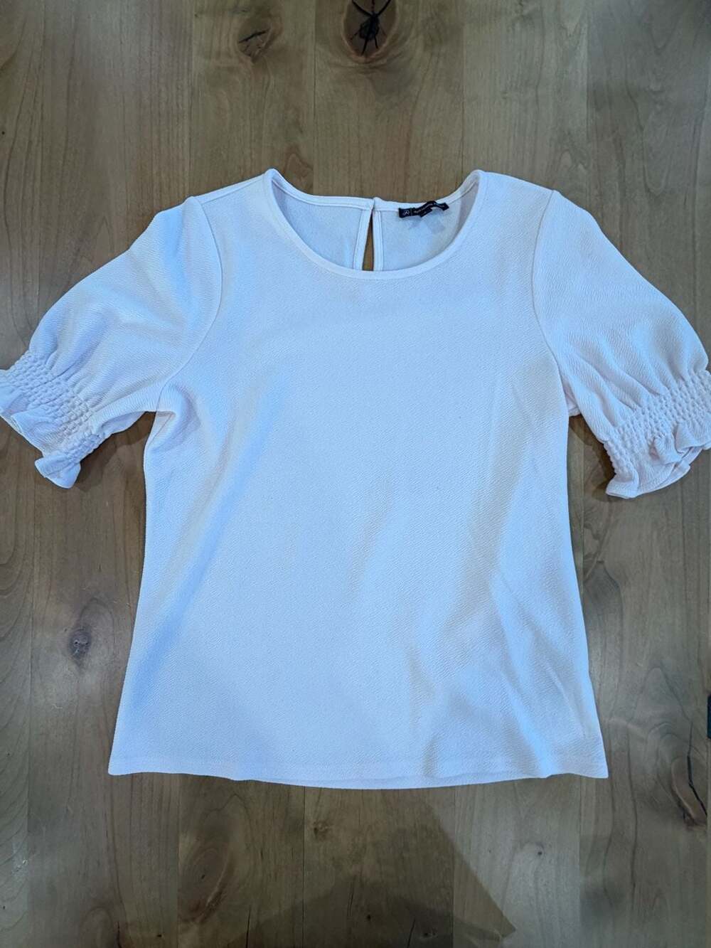 Adrianna Papell Puff Sleeve Textured Top Size S Pink